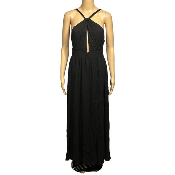 Forever 21 Cutout Halter Maxi Dress Size M Black - Picture 1 of 8